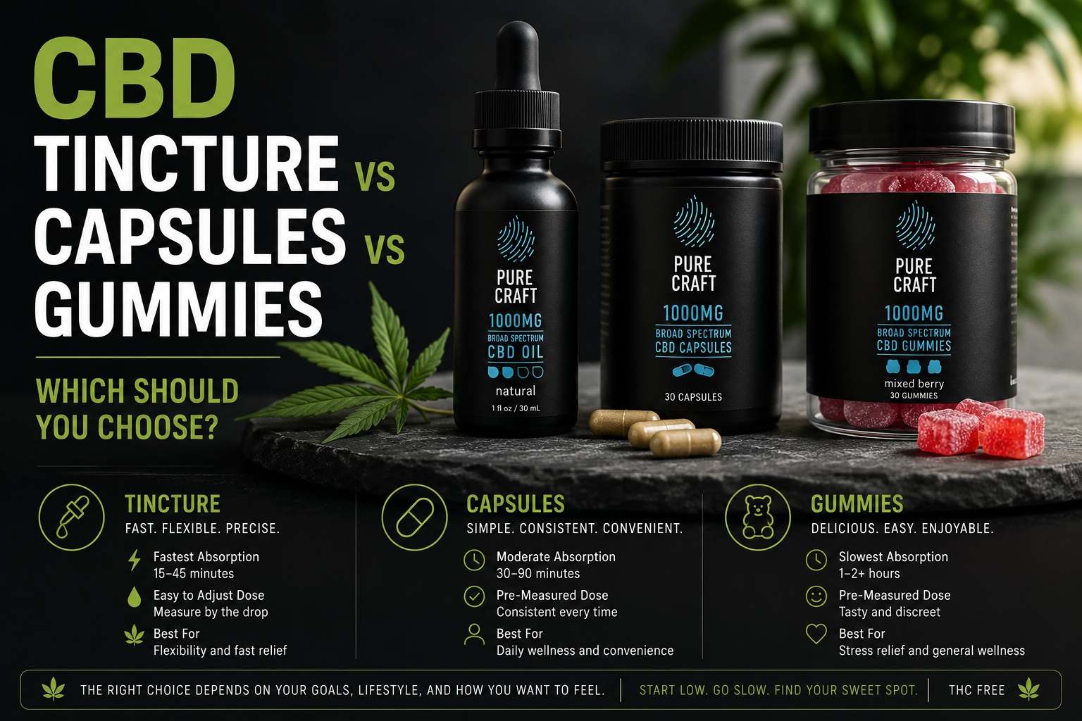 CBD Tincture vs Capsules vs Gummies: Which Should You Choose? | PureCraft CBD