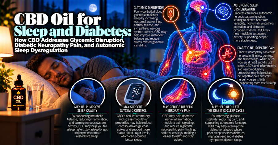 CBD Oil for Sleep and Diabetes: How CBD Addresses Glycemic Disruption, Diabetic Neuropathy Pain, and Autonomic Sleep Dysregulation