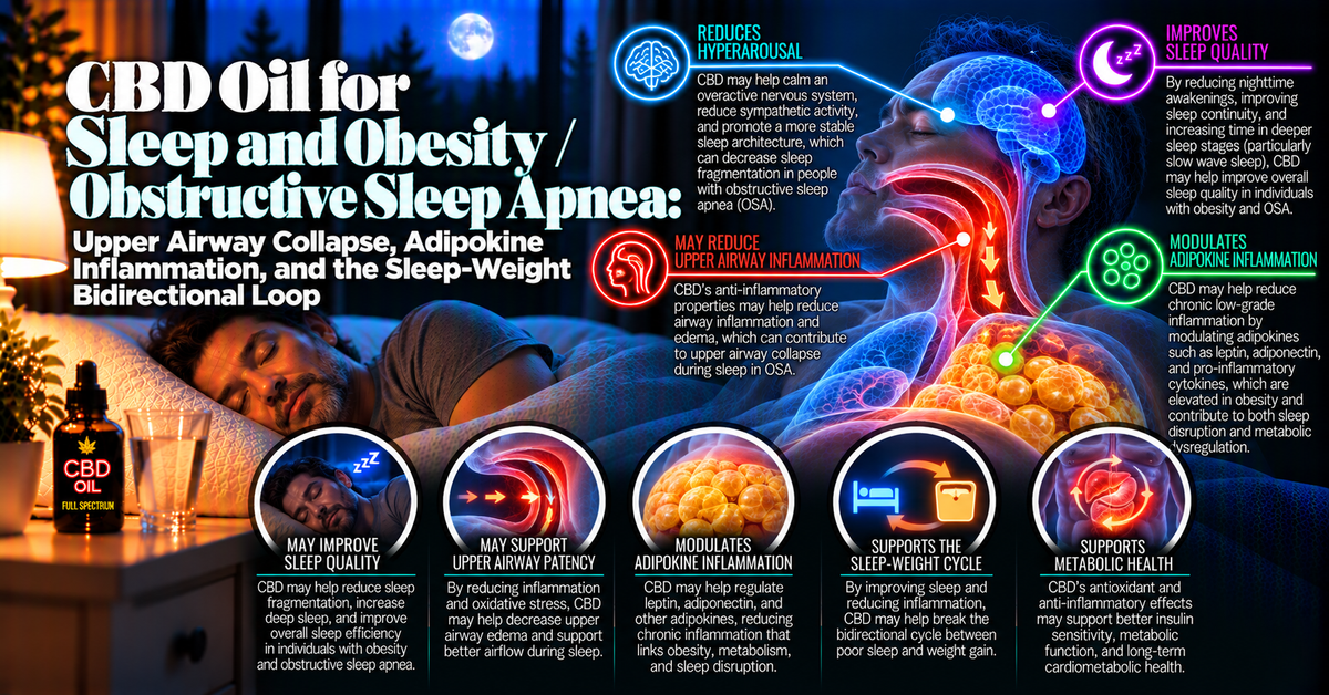 CBD Oil for Sleep and Obesity / Obstructive Sleep Apnea: Upper Airway Collapse, Adipokine Inflammation, and the Sleep-Weight Bidirectional Loop | PureCraft CBD