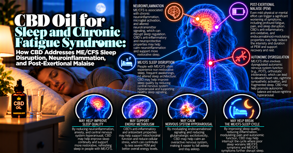CBD Oil for Sleep and Chronic Fatigue Syndrome: How CBD Addresses ME/CFS Sleep Disruption, Neuroinflammation, and Post-Exertional Malaise