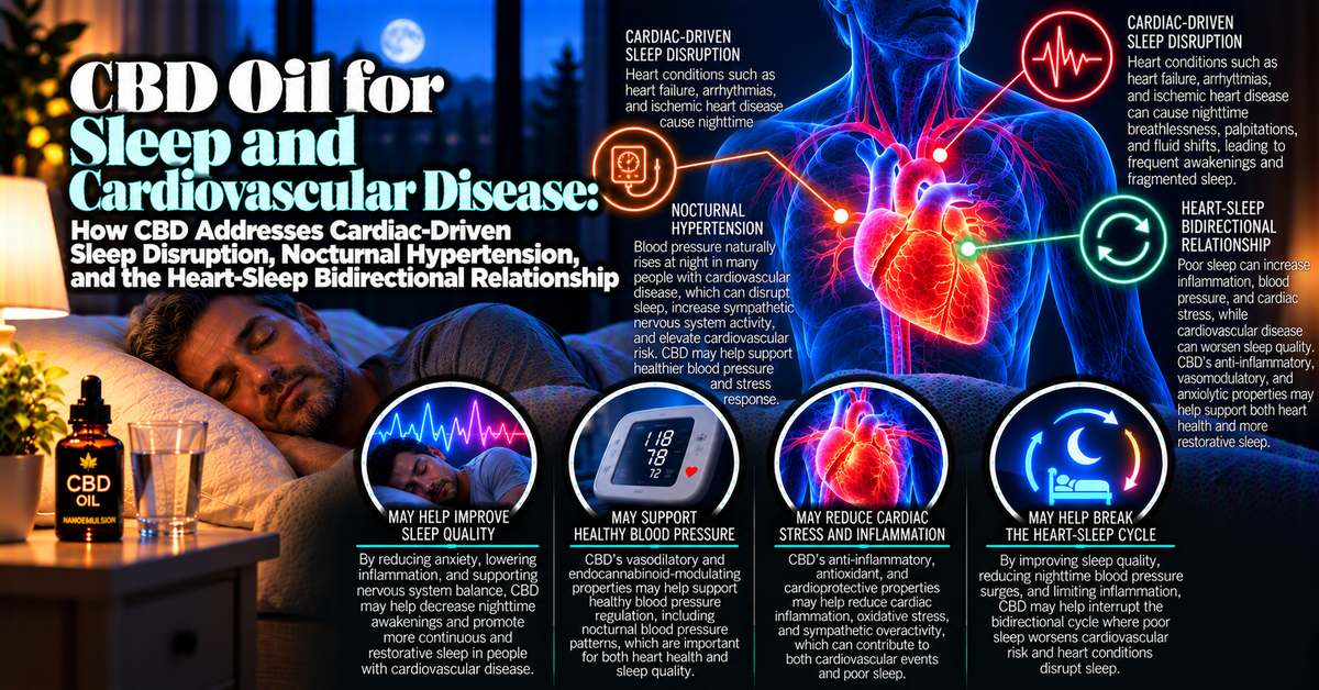 CBD Oil for Sleep and Cardiovascular Disease: How CBD Addresses Cardiac-Driven Sleep Disruption, Nocturnal Hypertension, and the Heart-Sleep Bidirectional Relationship