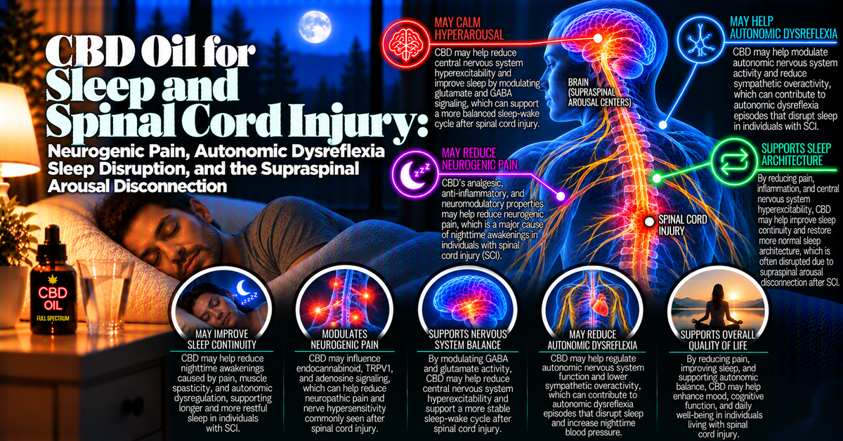 CBD Oil for Sleep and Spinal Cord Injury: Neurogenic Pain, Autonomic Dysreflexia Sleep Disruption, and the Supraspinal Arousal Disconnection | PureCraft CBD