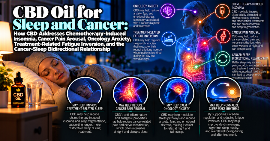 CBD Oil for Sleep and Cancer: How CBD Addresses Chemotherapy-Induced Insomnia, Cancer Pain Arousal, Oncology Anxiety, Treatment-Related Fatigue Inversion, and the Cancer-Sleep Bidirectional Relationship