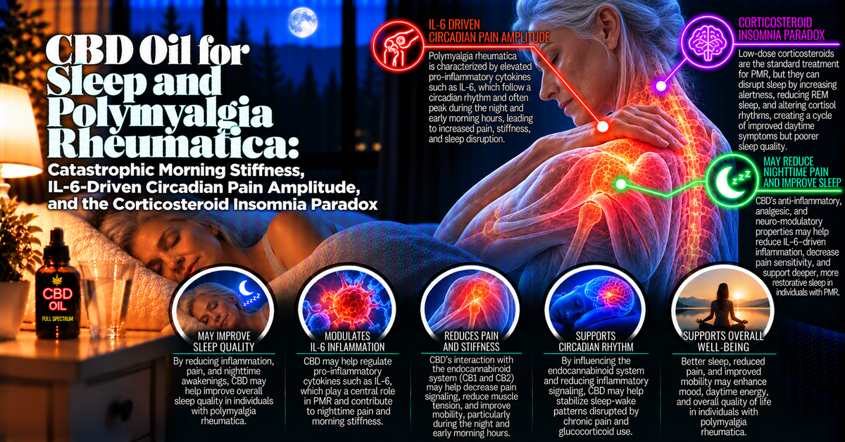 CBD Oil for Sleep and Polymyalgia Rheumatica: Catastrophic Morning Stiffness, IL-6-Driven Circadian Pain Amplitude, and the Corticosteroid Insomnia Paradox | PureCraft CBD