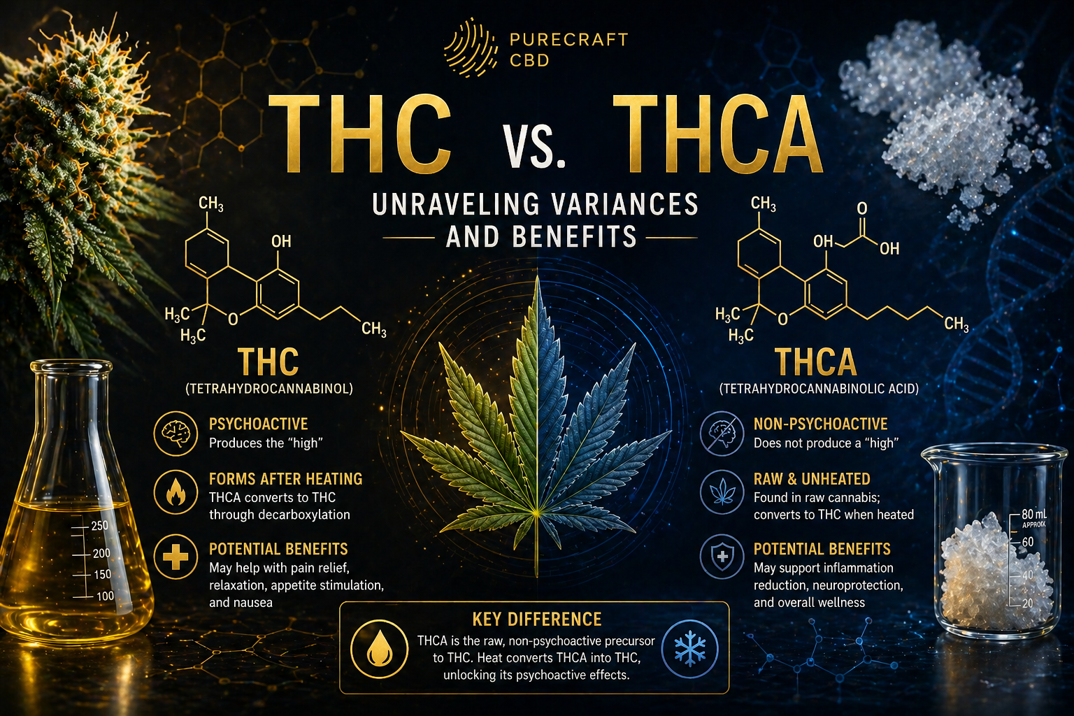 THCA vs. THC: Effects, Benefits, Legal Status & How They Compare