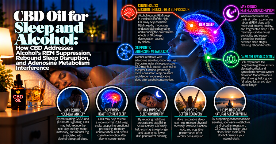 CBD Oil for Sleep and Alcohol: How CBD Addresses Alcohol's REM Suppression, Rebound Sleep Disruption, and Adenosine Metabolism Interference | PureCraft CBD