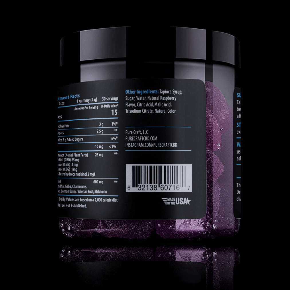 NANO CBD+CBN+D9 INFUSED VEGAN SLEEP GUMMIES WITH MELATONIN | Pure