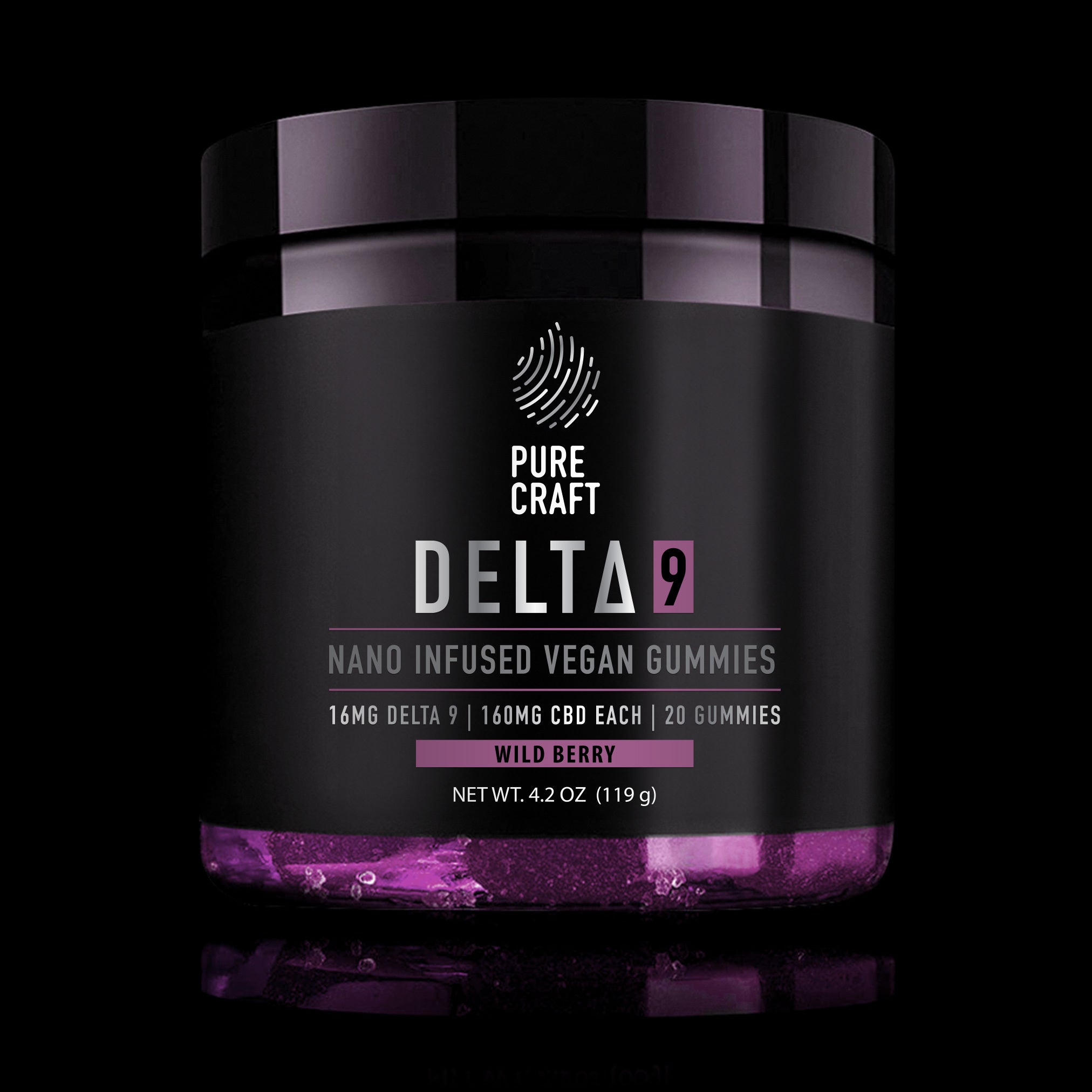 Vegan Delta 9 + CBD Gummies by Pure Craft CBD | Wild Berry | Pure