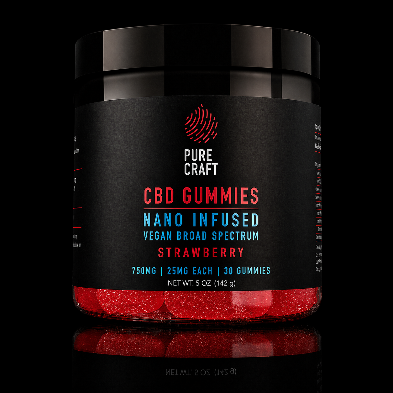 Nano CBD Infused Vegan Broad Spectrum Strawberry Gummies | Pure